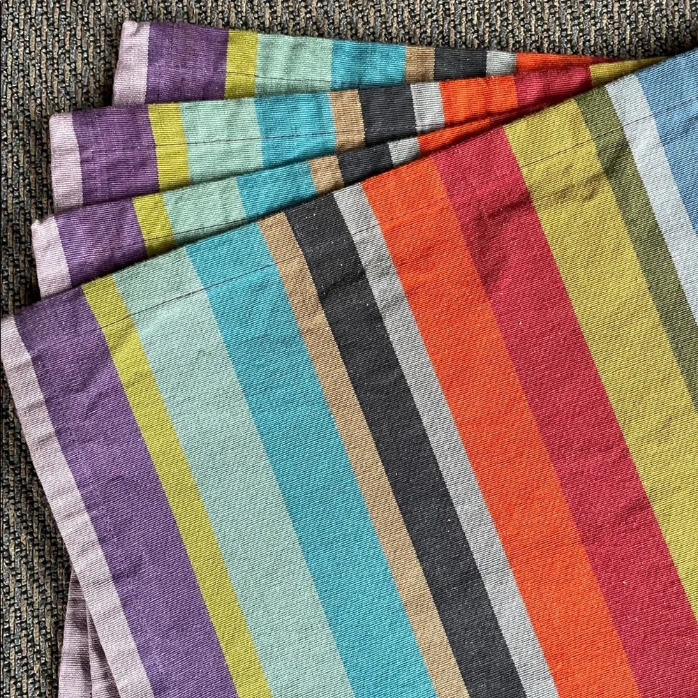 Crate and Barrel Dempster Cotton Colorful Striped Vibrant Placemats - Set of 4
